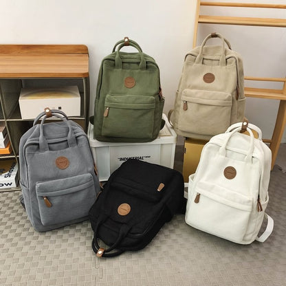 Casual Corduroy Backpack for Teens, 14 Laptop Compartment, High School & College Bag with Zipper Pocket, Backpacks for School