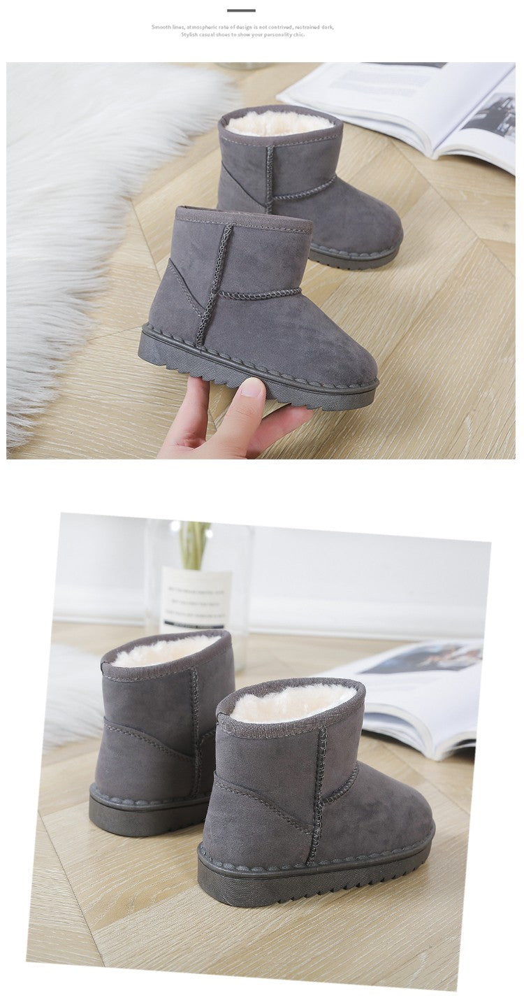 Children Snow Boots for Boys Girls Little Toddler Kids Thermal Boots Ankle Warm Classic Suede Flock Fabric Fashion Autumn Winter