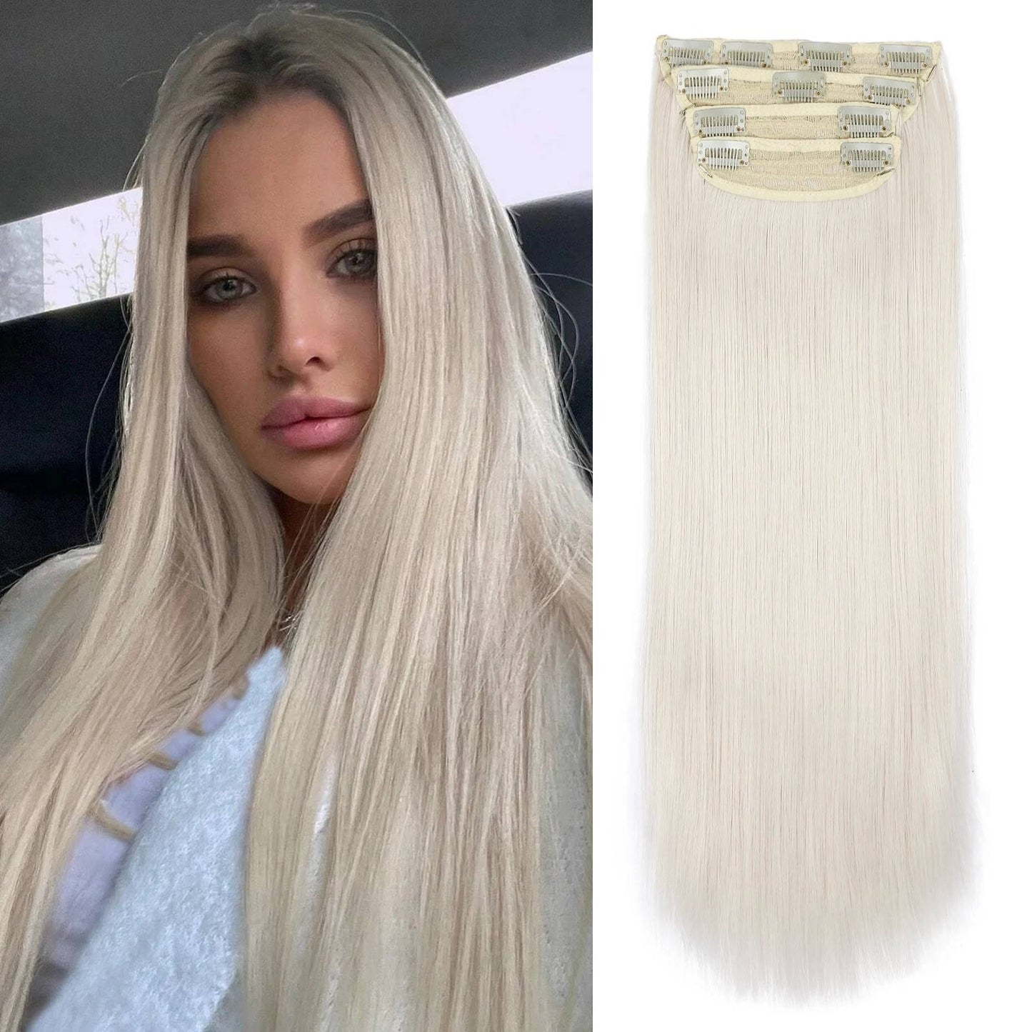 Kit 4 Peças Aplique Tic Tac Cabelo Sintético 20 Polegadas Cacheado Longo Grosso Para Mulheres Cabeça Inteira extensões de cabelo sintéticas