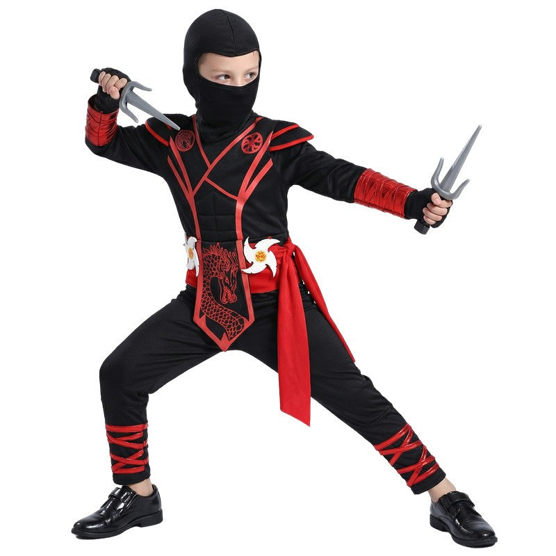Children's Silver Dragon Ninja Costume Cartoon Masked Warrior Performance Outfit Halloween Anime Roleplay Holiday Party Costume