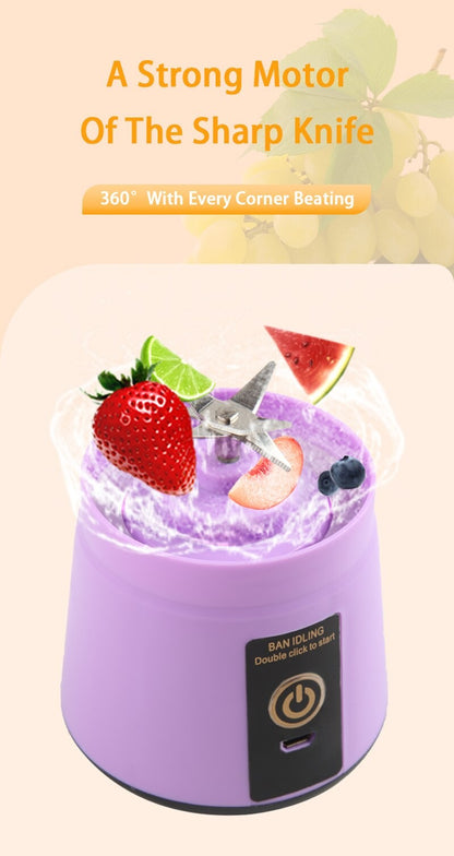 380ml Espremedor Elétrico Portátil Liquidificador de Smoothie USB Recarregável Processador de Alimentos Mini Misturador de Frutas para Viagem Cozinha Treino