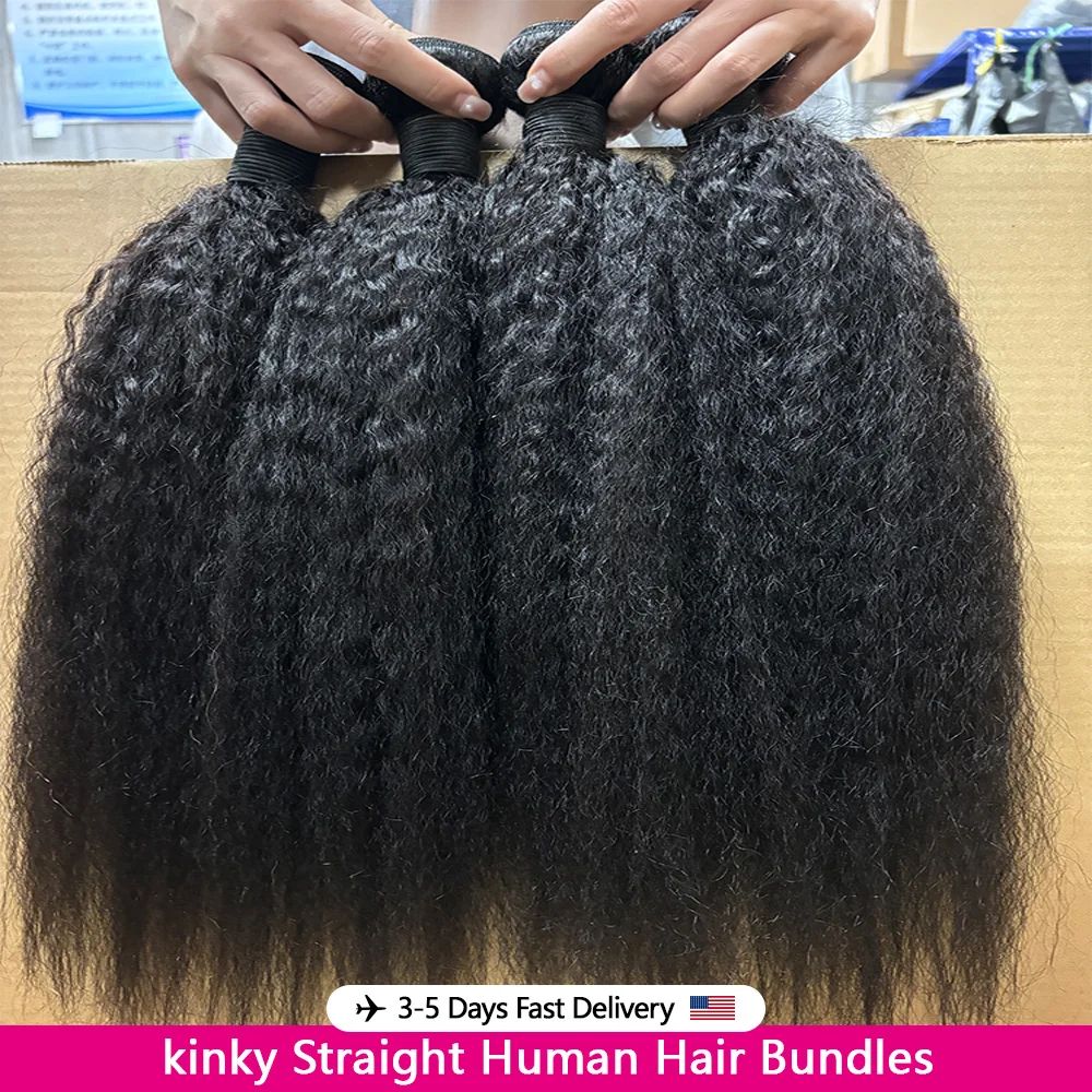 Cabelo Humano Liso Kinky Grau 12A, 100% Cabelo Humano Yaki Liso, 20 22 24 Polegadas, Entrega em 3-5 Dias