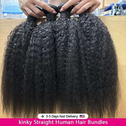 Cabelo Humano Liso Kinky Grau 12A, 100% Cabelo Humano Yaki Liso, 20 22 24 Polegadas, Entrega em 3-5 Dias