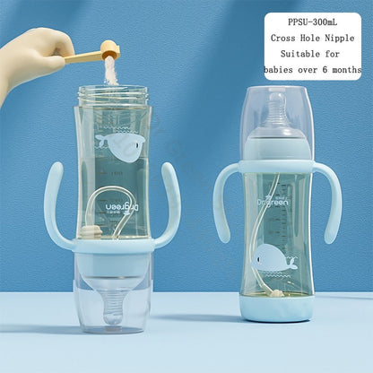 Dr.Green Wide Mouth Newborn baby bottles PPSU Washable Bottles Forward and reverse bi-directional scale inverted milk brewing