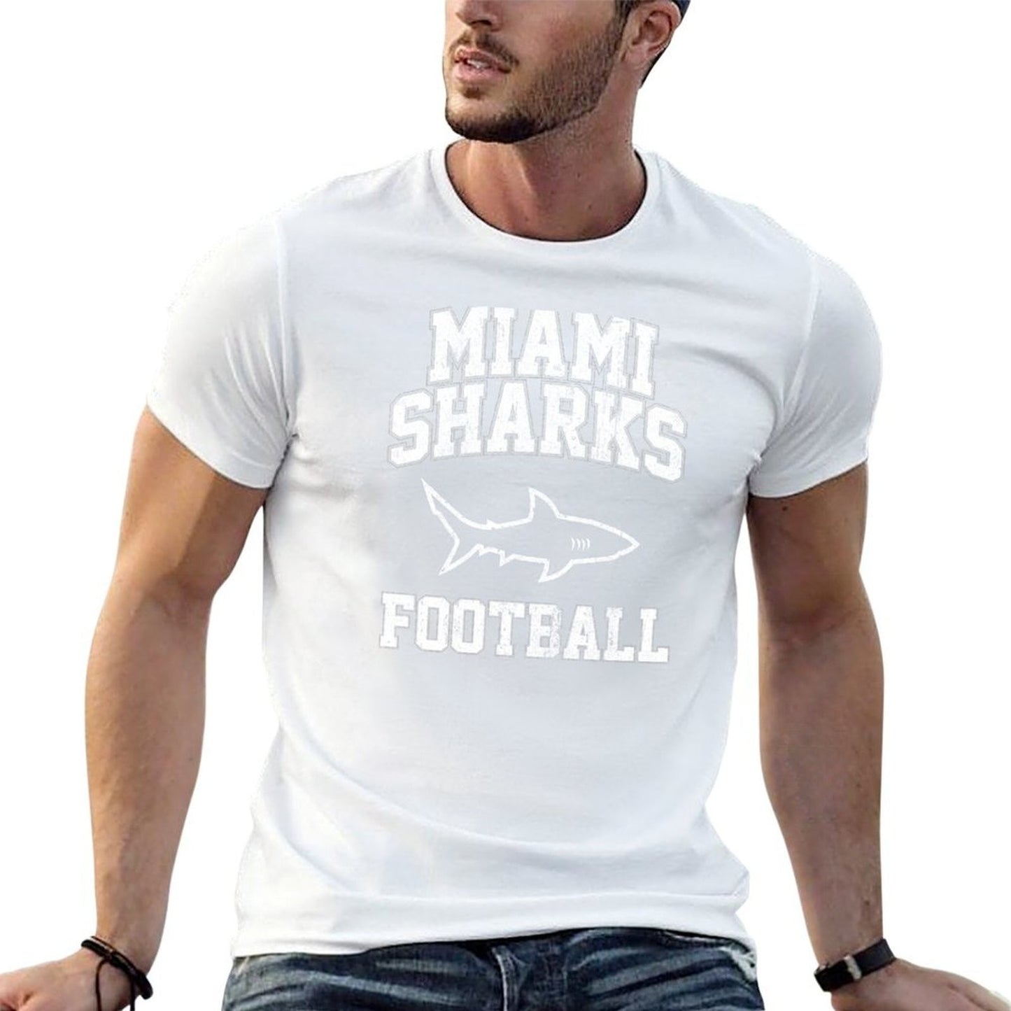 Miami Sharks Football T-Shirt t shirt man plain t shirts for man cotton funny t shirt personalised T-Shirt