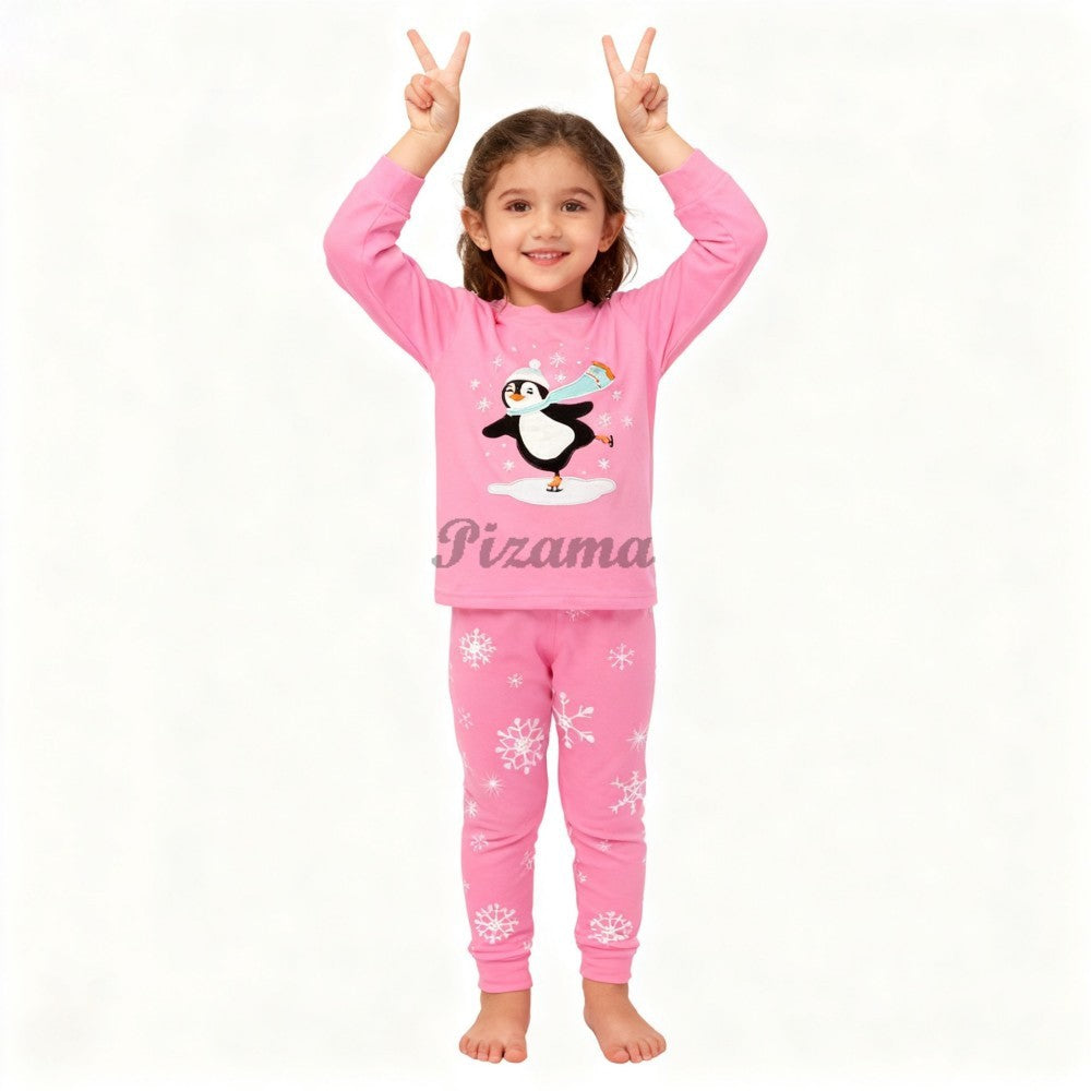 100 Cotton Girls Christmas Pajamas Sets Kids Pyjamas Penguin Snowman Pijama Xmas Homewear Baby Sleepwear Children Nightwear Pjs