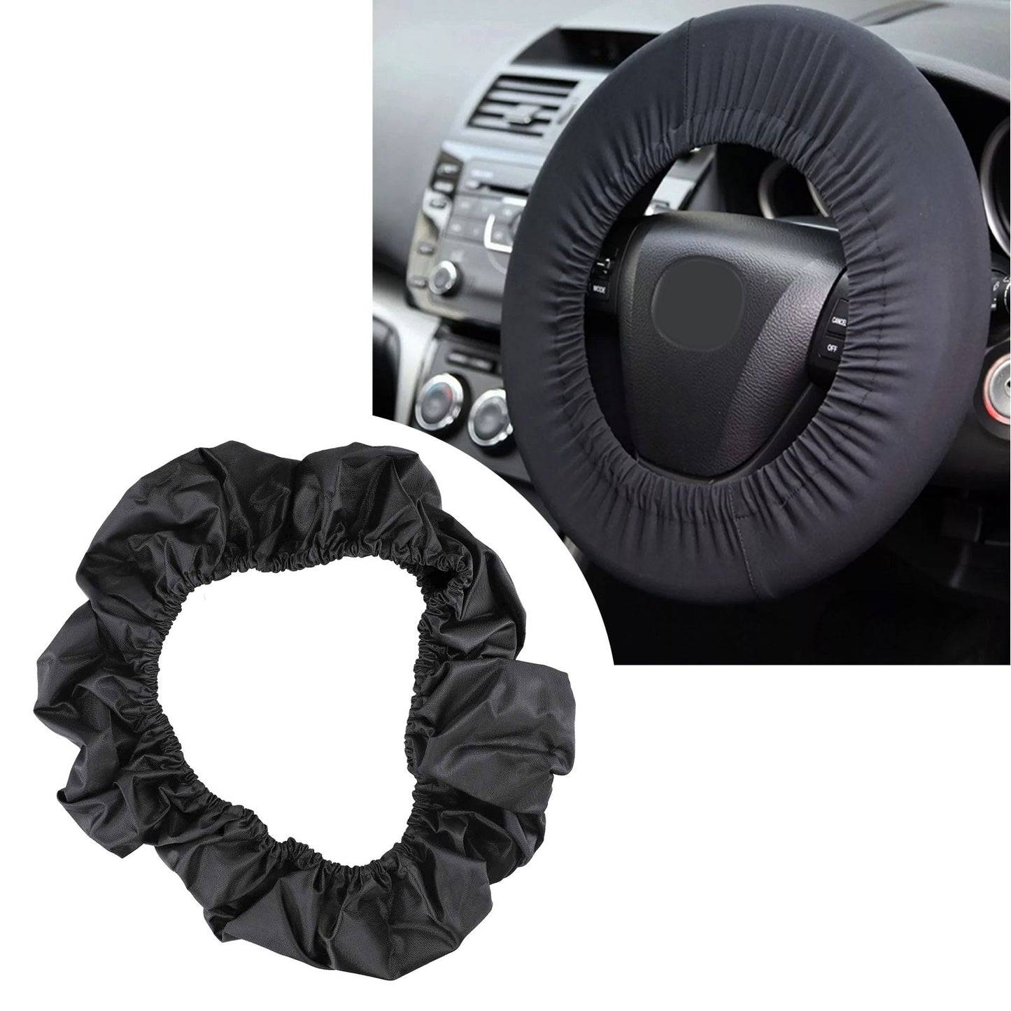 1pc Stretch Steering Wheel Protector Scratch Protector Cover Oil Resistant Dust Resistant Oxford Cloth For 30cm-45cm Car Repair