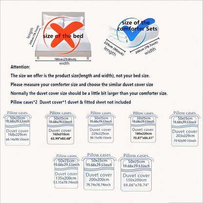 3pcs Printing Brushed Bedding Set, Duvet Cover Pillowcase Set, Skin Friendly Breathable Duvet Cover Pillowcases ?Without Sheet?