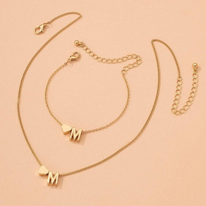 LATS Fashion Tiny Heart Dainty Necklace Gold Silver Color 26 Letter Name Choker For Women Pendant Bracelets Jewelry Gift