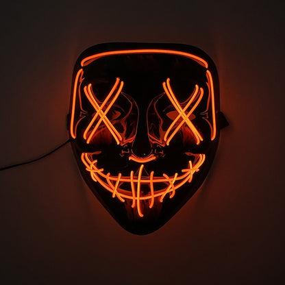 2026 Halloween Party Supplies Luminous LED Purge Mask Wireless EL Neon Light Full Face Mask Cosplay For Adult Glow In The Dark