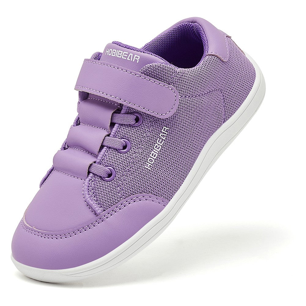 HOBIBEAR Kids Wide Toe Barefoot Shoes Boys Girls  Minimalist Sneakers Lightweight Hook Loop Mesh Artificial Leather Shoes