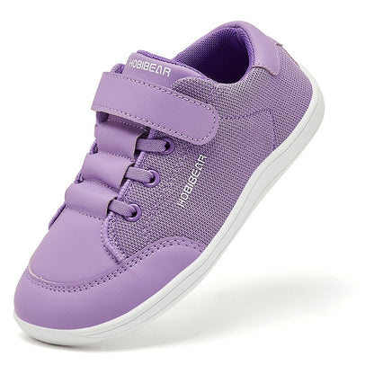 HOBIBEAR Kids Wide Toe Barefoot Shoes Boys Girls  Minimalist Sneakers Lightweight Hook Loop Mesh Artificial Leather Shoes