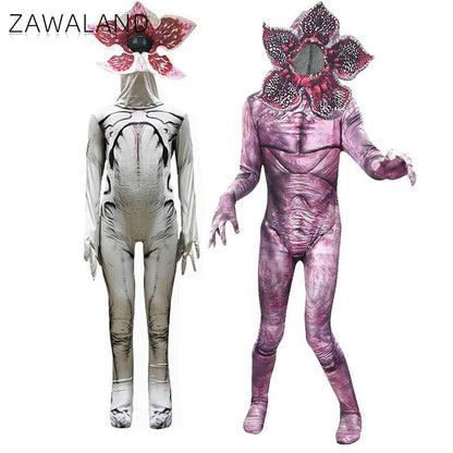 Zawaland Demogorgon Costume with Mask Adult Boy Girl Carnival Jumpsuit 3D Print Zombie Party Outfit Stage Disguise Dress Up
