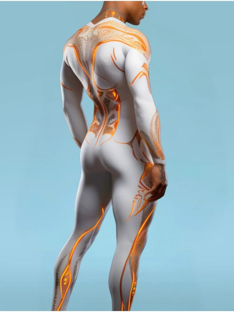 Halloween Smart Artificial Costume Men's Technology Tights Carnival Party Tights Stage Performance Jumpsuit Stretch Bodysuit