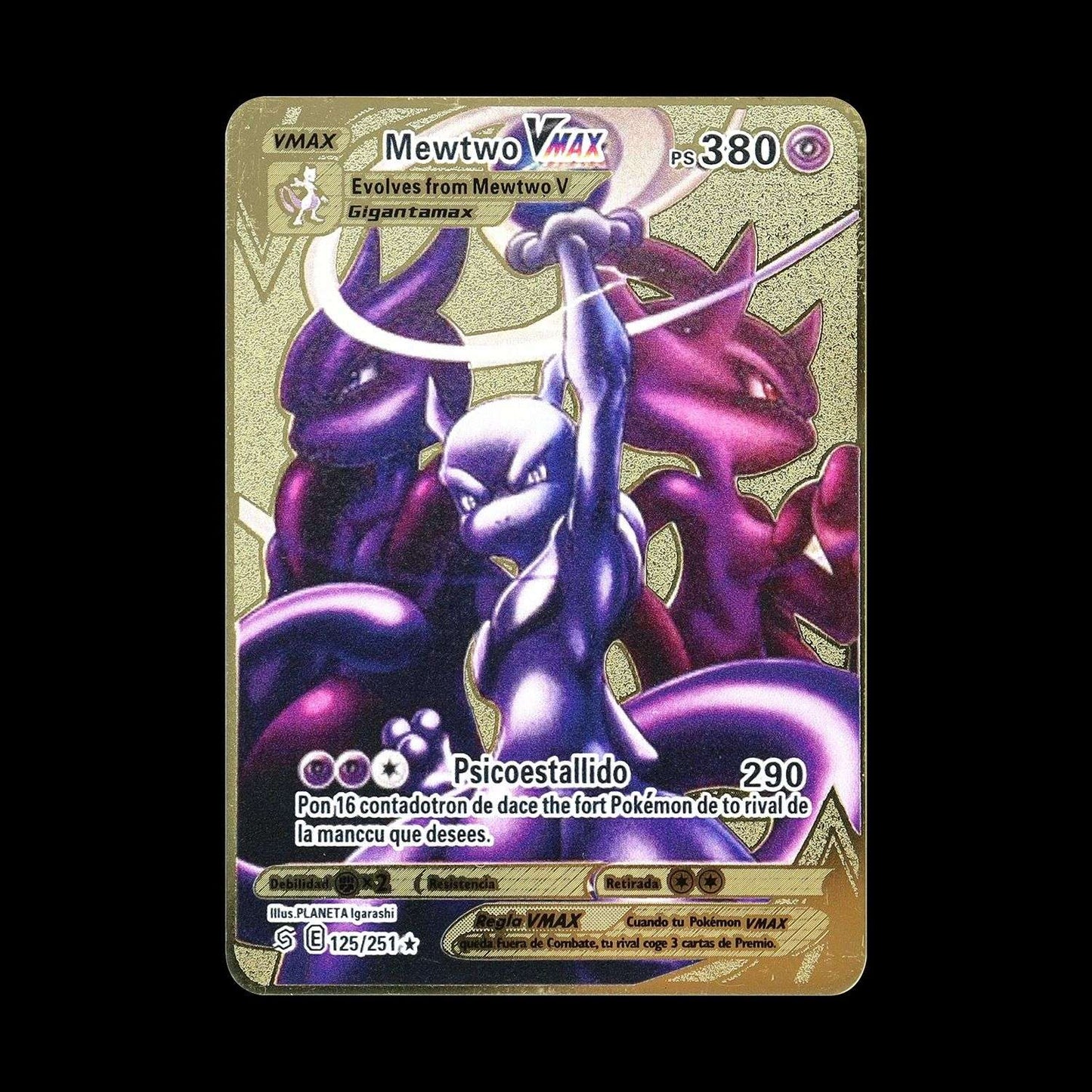 Pokémon 183200 Pontos Alto HP Cartas de Metal Douradas Pretas Inglês Francês Vmax Mega GX Coleção de Cards Charizard Pikachu Mewtwo