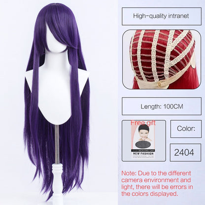 Synthetic Cute Cosplay Wig 40-inch Oblique Bangs Anime Costume Long Straight Lolita Wig Party Wig