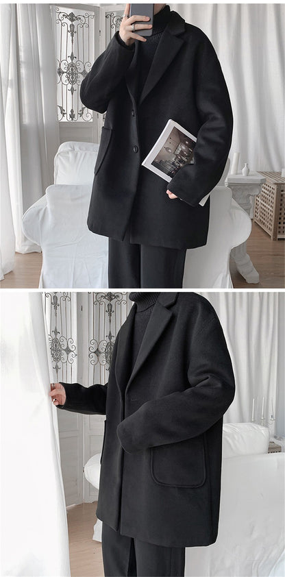 VERSMA Japanese Trendy Causal Vintage Winter Thick Wool Trench Coat Men Autumn Oversized Long Sleeve Male Overcoat Plus Size 5XL