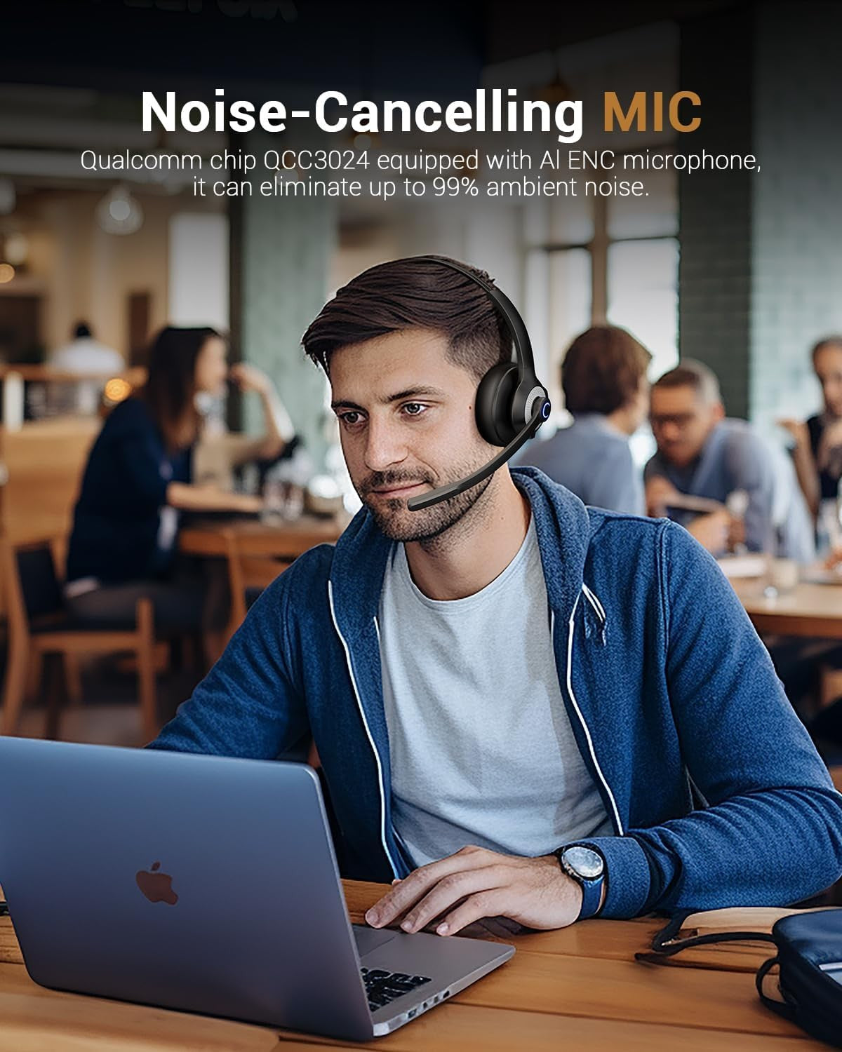 JIAMQISHI Bluetooth 5.2 Wireless Headset with Mic for Work Clear Call Mic Mute USB Dongle Applicable To PC,Laptop,Zoom,Office