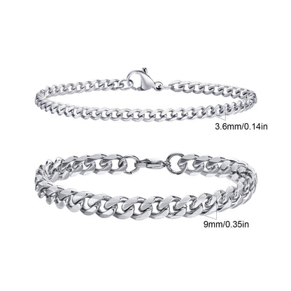 2 Pulseiras Masculinas de Corrente, Aço Inoxidável Prata Ouro Cor Preta, Corrente de Corda Torcida, Pulseira, Correntes Cubanas Modernas de Presente