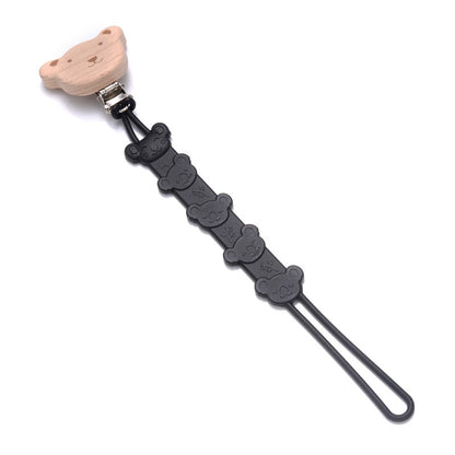 Cartoon Animal Wooden Baby Pacifier Clip Silicone Teether Nipple Holder Chain For Baby Dummy Anti-Drop Chain Oral Care Chew Toy