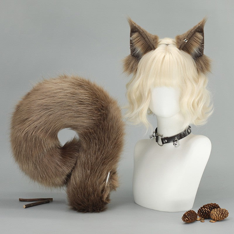New Halloween Animal Squirrel Ears Headband Night Club Cosplay Tail Party Costume Simulation Cute Dog Tail Set
