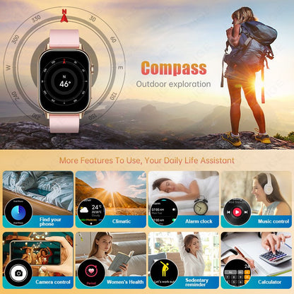 LIGE 2025 Para Android IOS GPS Smart Watch Feminino Tela HD de 2.01" Frequência Cardíaca Chamada Bluetooth Bússola IP68 À Prova D'água Smartwatch Masculino