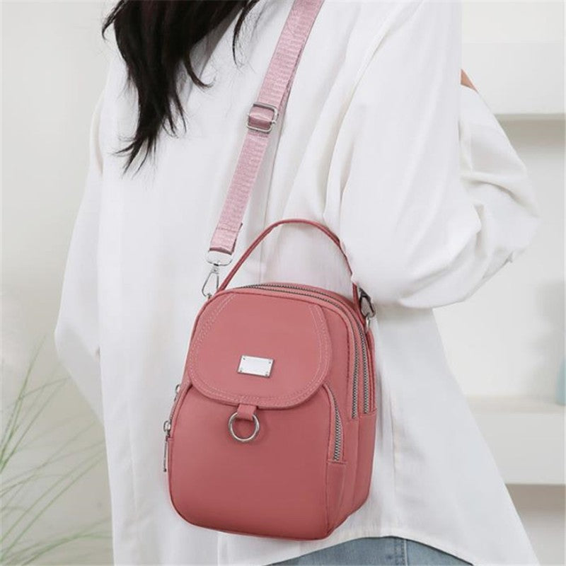 Lightweight Nylon Women's Crossbody Bag, Casual Mini Handbag with Multiple Zip Pouch, Chic Design Shoulder Bag for Everyday Use