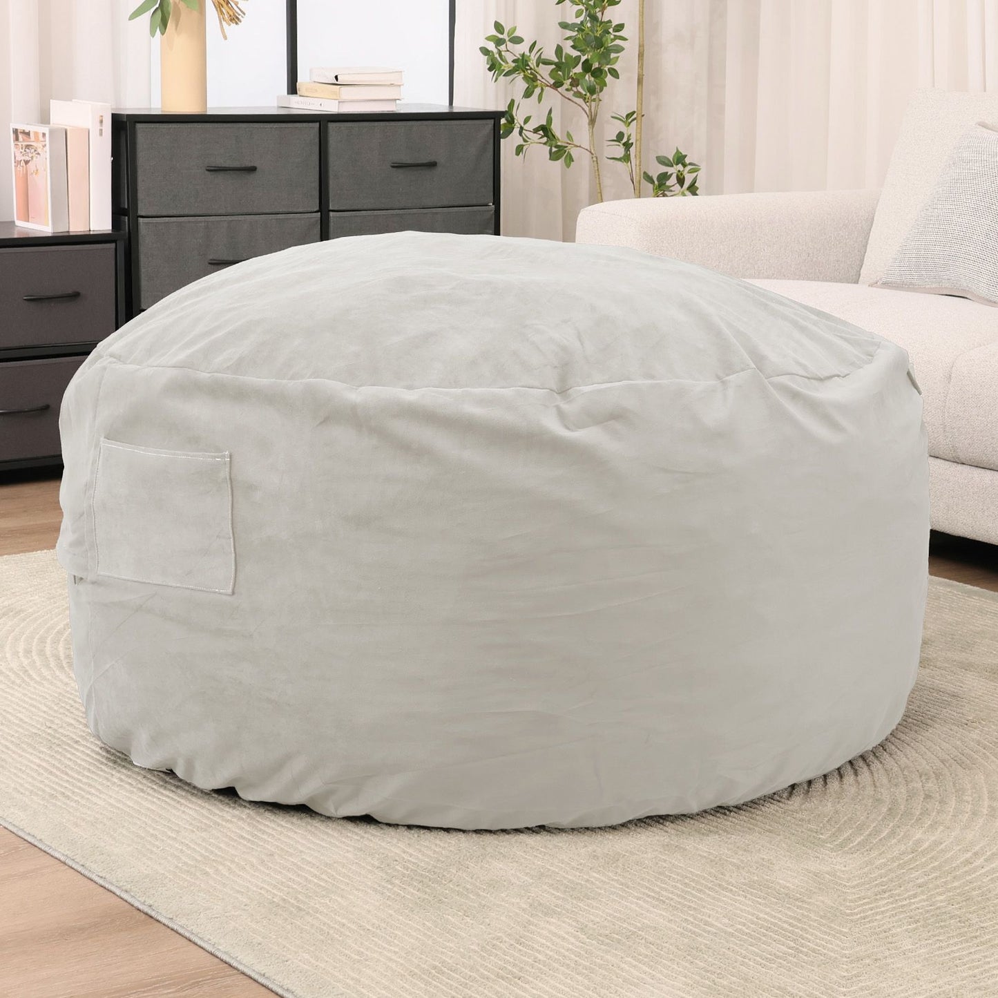 JHK Oversized 3/4FT Bean Bag Chair for Gaming Reading Lazy Sofa Foam Filled Couch with Removable Cover Living Room Furniture