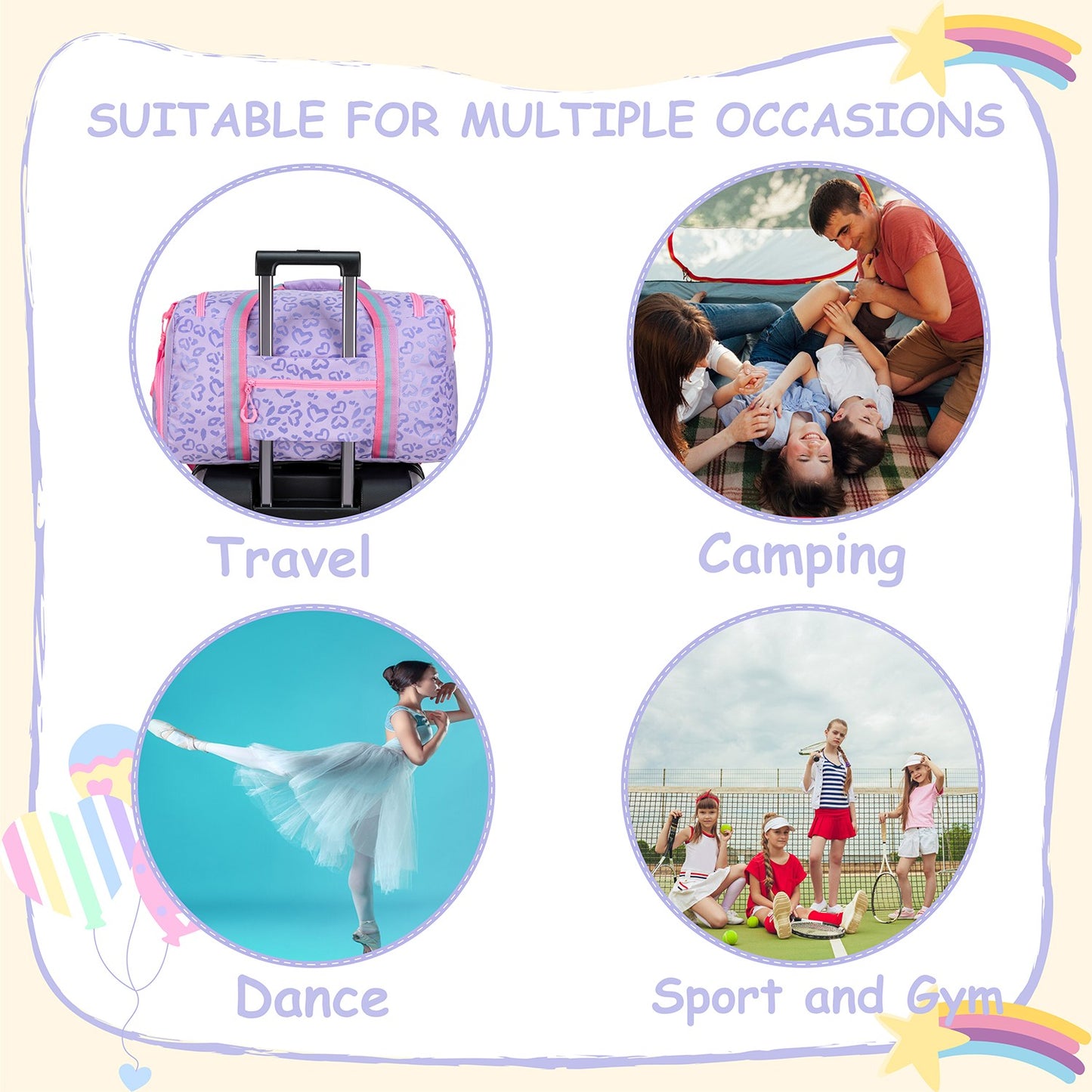 1 Pc Duffle Bag Girls Women Travel Bag Gifts Overnight Bag For Girls Women Tote Bag Sleepover Bag For Girls Gym Dance Bag