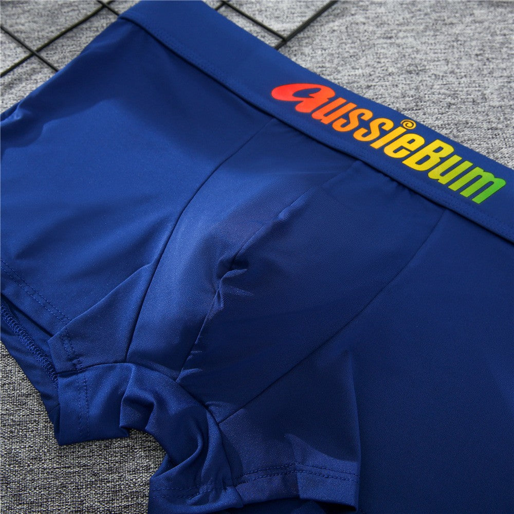 Men's boxer panties, milk silk low rise U convex bag stretch breathable comfortable youth shorts