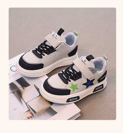 PU Leather Sport Shoes For Children 2025 Trend Fashion Teenager Girl's Sneakers Anti-slippery Kid's Tennis Shoes Running Shoes