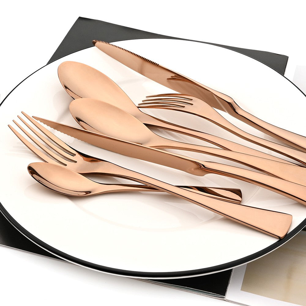 Conjunto de 4 Facas de Jantar Espelhadas, Talheres de Aço Inoxidável, Talheres Dourados e Prateados, Louça Ocidental, Facas de Bife para Restaurante