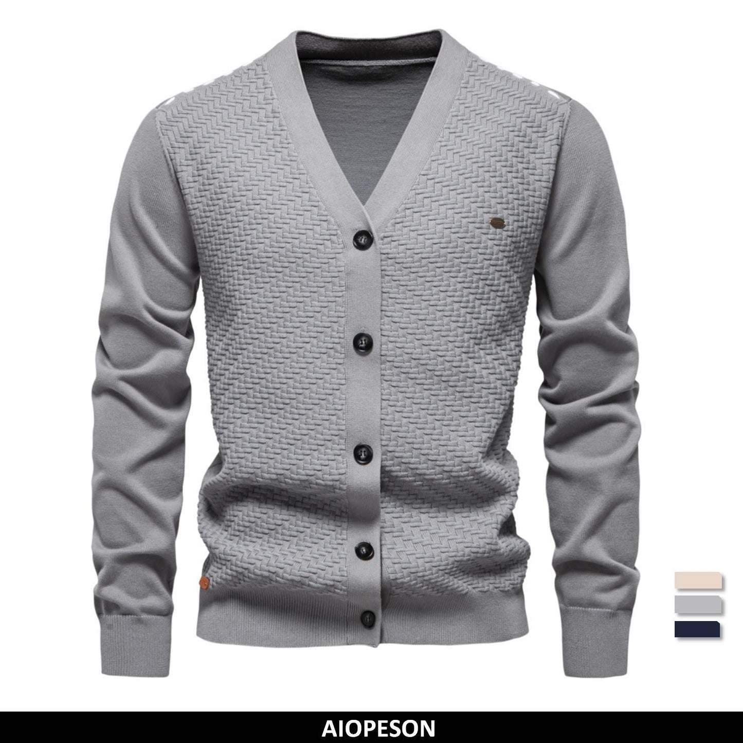 AIOPESON Mens New V Neck Button up Cotton Cardigan Sweaters Casual Social Knit Sweater Cardigans for Men