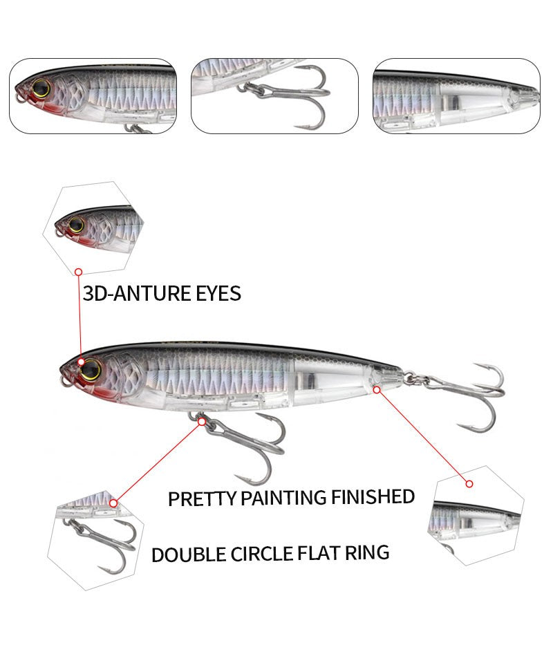 17g Surface Pencil Fishing Lures Walk the Dog Floating Wobbler Laser Artificial Bait for Trout Bass Seawater Swimbait Supplies