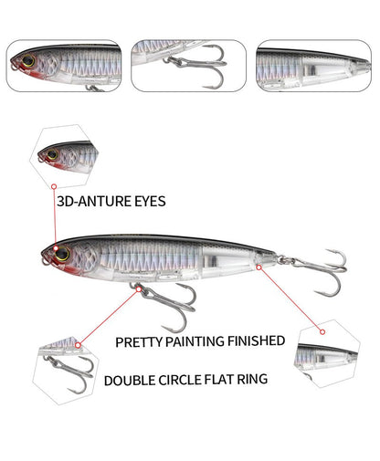 17g Surface Pencil Fishing Lures Walk the Dog Floating Wobbler Laser Artificial Bait for Trout Bass Seawater Swimbait Supplies