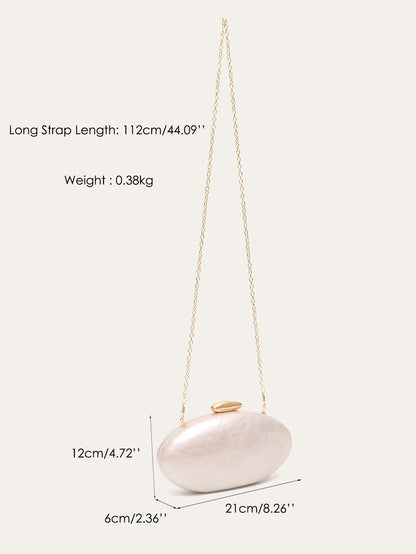 Women's Fashion Evening Clutches Luxury Plain Acrylic Long Chain Cross body Handbag Oval Shaped Fits Phone Wedding Banquet Party