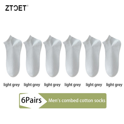 6Pairs High Quality Men Combed Cotton Socks Short Breathable Odor proof and antibacterial Business Spring Summer for Male sock