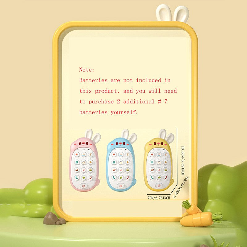 Telefone celular de brinquedo de coelho infantil, mordedor para bebê, quebra-cabeça, atóxico, inodoro, multifuncional, com música, sem bateria