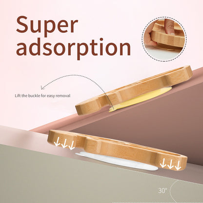 Wooden Baby Feeding Bowl Cartoon Elephant Clouds Bamboo Kids Feeding Dinnerware With Silicone Suction Cup Anti-hot Tableware