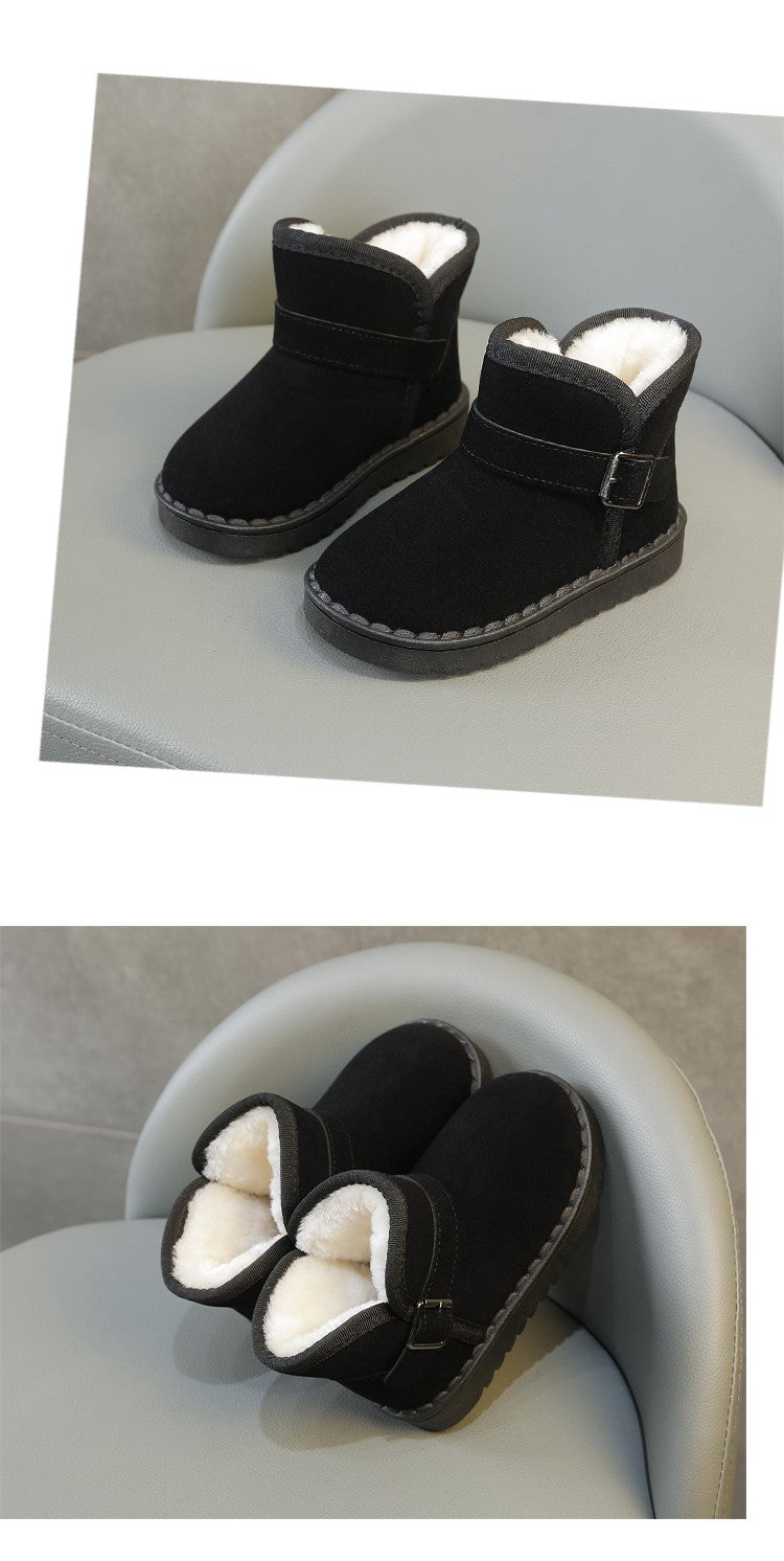 Boys Thermal Boots Kids Versatile Casual Buckle Non-slip Children Fashion Simple Non-slip Girls Snow Boots Cotton Winter Autumn