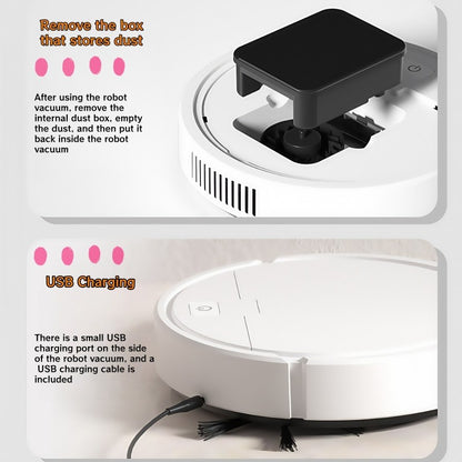 Ultra-Thin 3-in-1 Robot Vacuum & Mop: Sweeping, Wet & Dry Cleaning for Hard Floors, Pet Hair,Tiles - Automatic & Rechargeable