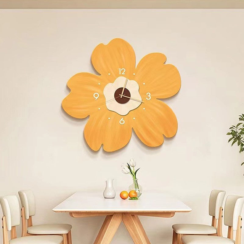 Simple Flower Wall Clock Flower Shape Slient Decor Birthday Living Creative Room Home Clock Gifts