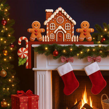 Christmas Gingerbread Man Wooden Door Frame Decoration Merry Christmas Decor for Home 2025 Navidad Xmas Ornament New Year 2026