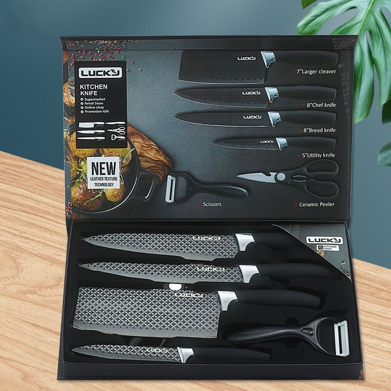 ZENG Kitchen Knives Sets Sharp Stainless Steel Chef Knife,Cleaver,Scissors Vegetable Fruit Peeler Unitly Knife Kitchen Tool Se