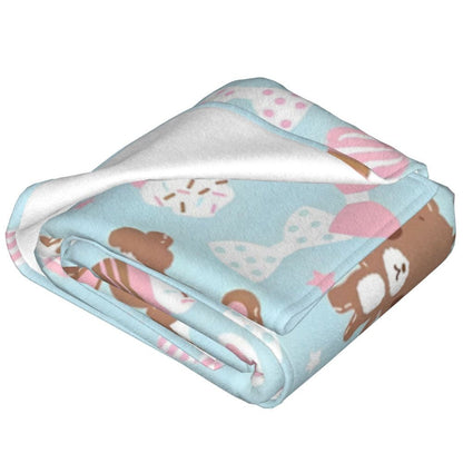 Sugarbunnies Sugar Rabbit Knitted Blanket Fleece Super Soft Throw Blankets for Outdoor Travel Bedroom Quilt