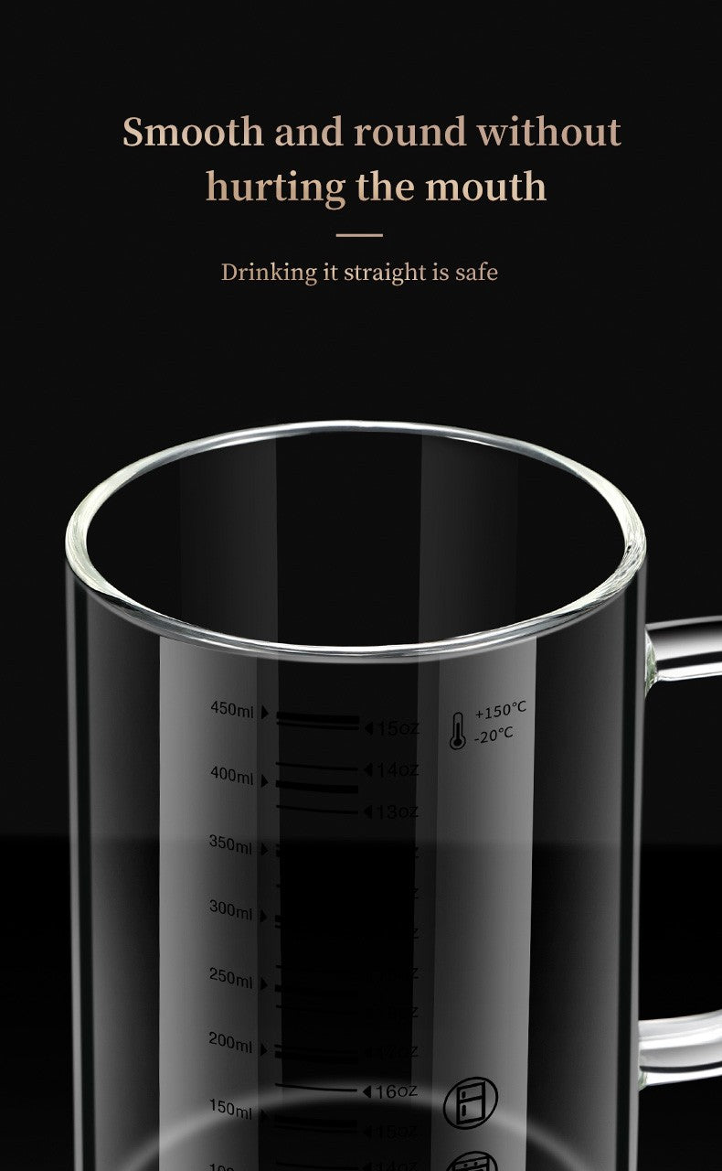 Y-244 Copo de Leite Caneca de Café Copo Medidor Graduado com Alça de Vidro Borossilicato Copos Medidores de Qualidade Alimentar Multifuncionais