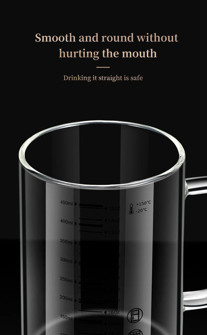 Y-244 Copo de Leite Caneca de Café Copo Medidor Graduado com Alça de Vidro Borossilicato Copos Medidores de Qualidade Alimentar Multifuncionais