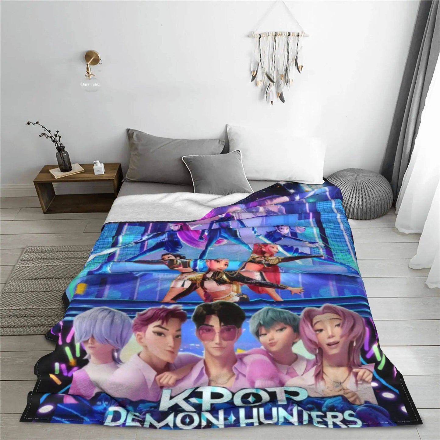 k-pop D-Demon Hunters Huntrix Saja Boys Blanket  Super Warm Comfortable Plush Throw Blanket Child Home Decor Flannel  Bed Cover