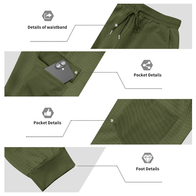 Men's Clothing  Pants Autumn Winter Fashion Casual Heavyweight Small Check Loose Jogger Sweatpants Waffles