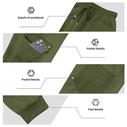 Men's Clothing  Pants Autumn Winter Fashion Casual Heavyweight Small Check Loose Jogger Sweatpants Waffles